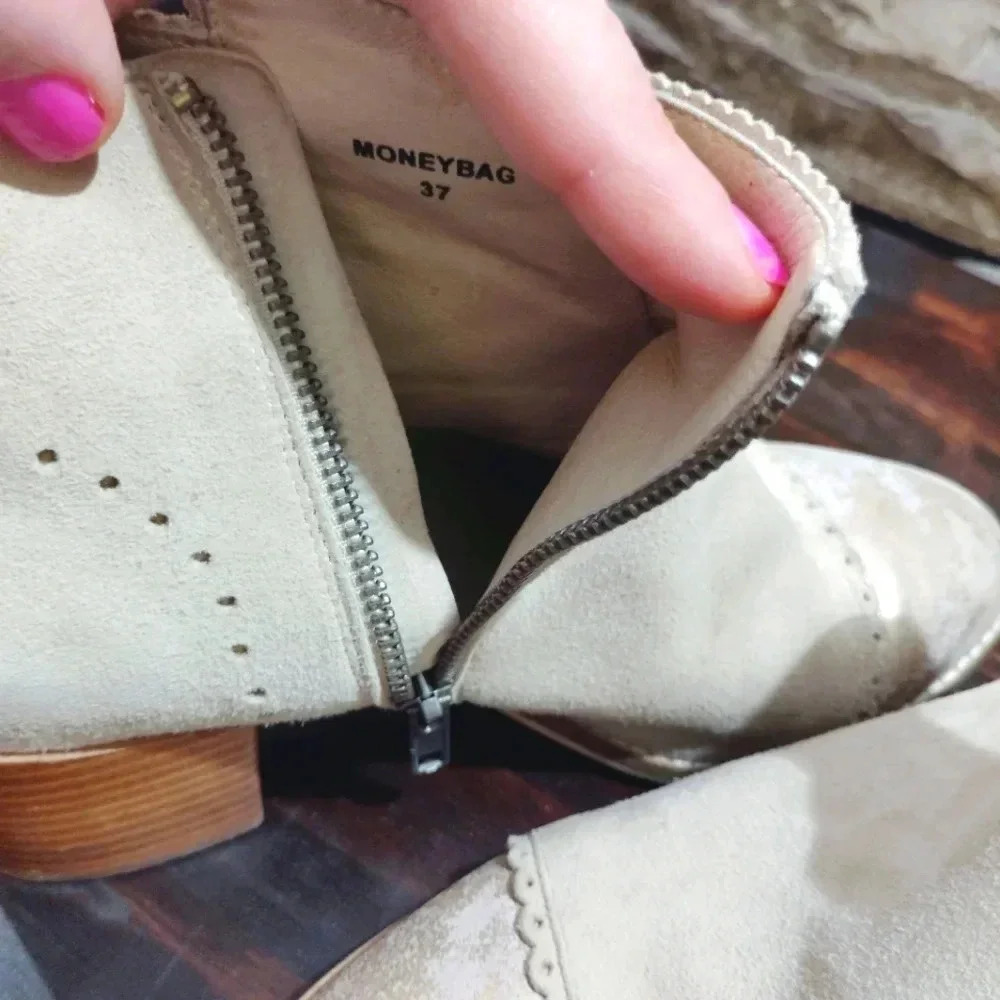 Silent D Moneybag Ankle Boots Beige Suede Leather Beige US 6.5 EU 37 - Picture 10 of 13